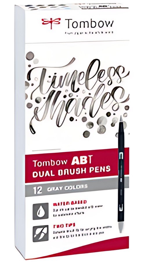 TOMBOW Feutre double pointe ABT DUAL BRUSH PEN, tons gris