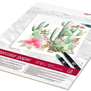 Tombow Bloc de papier aquarelle, collé 2 côtés, 240 x 320 mm