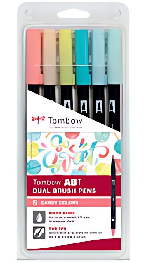 Tombow Feutre double pointe "ABT DUAL BRUSH PEN", set de 6