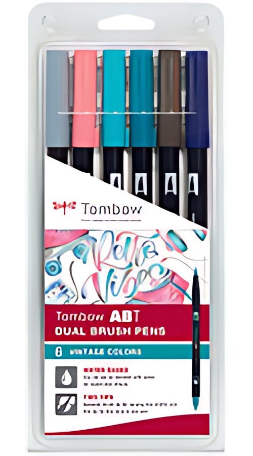 Tombow Feutre double pointe "ABT DUAL BRUSH PEN", set de 6