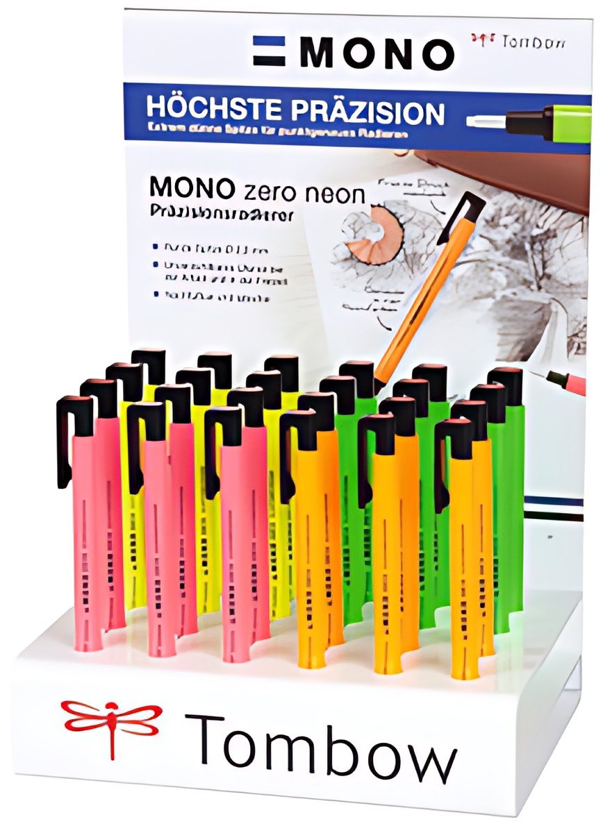 Tombow Stylo-gomme "MONO zero" fluo, présentoir de 24