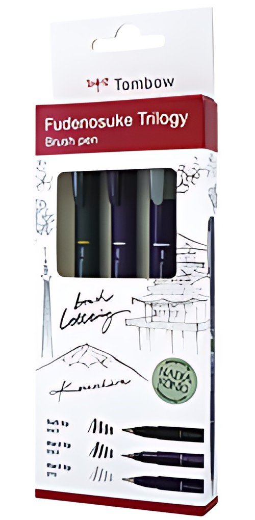 Tombow Crayon de calligraphie Fudenosuke Trilogy, set de 3