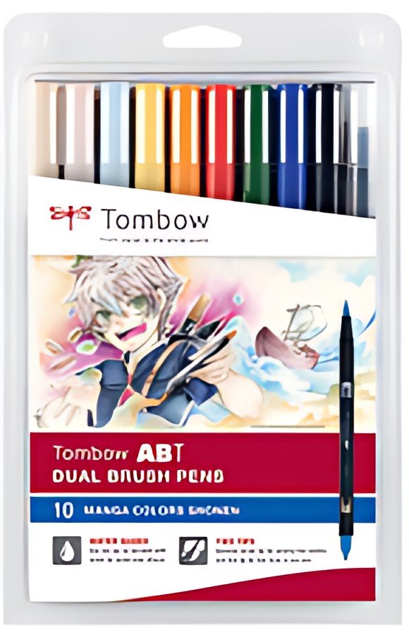 Tombow Feutre double pointe "ABT DUAL BRUSH PEN", set de 10