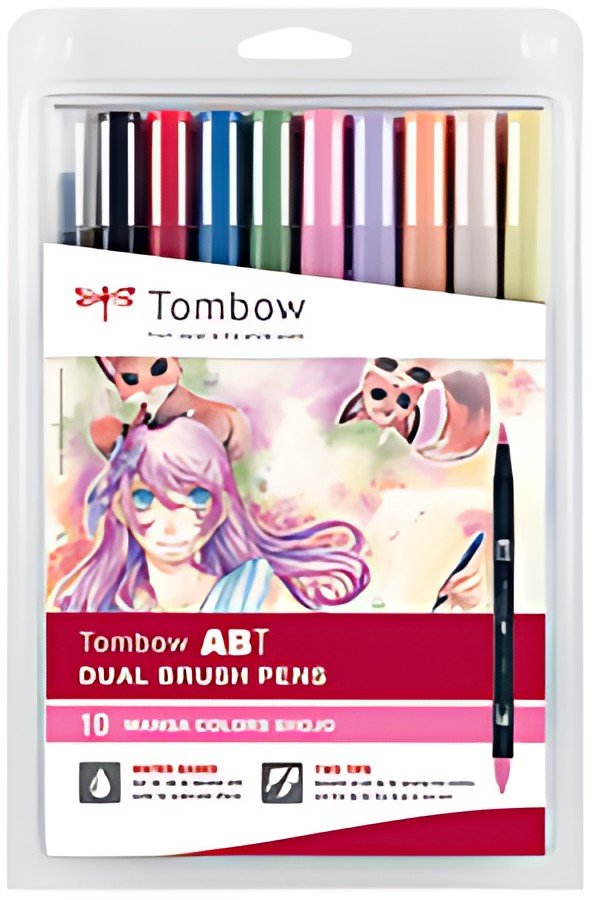 Tombow Feutre double pointe "ABT DUAL BRUSH PEN", set de 10