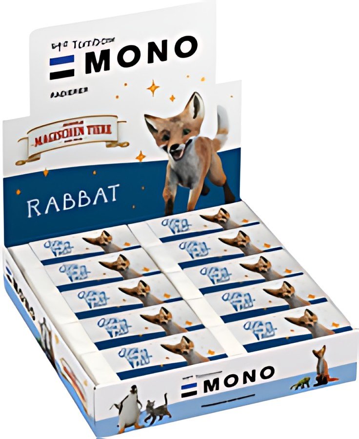 Gomme plastique Tombow MONO "Renard", présentoir de 20