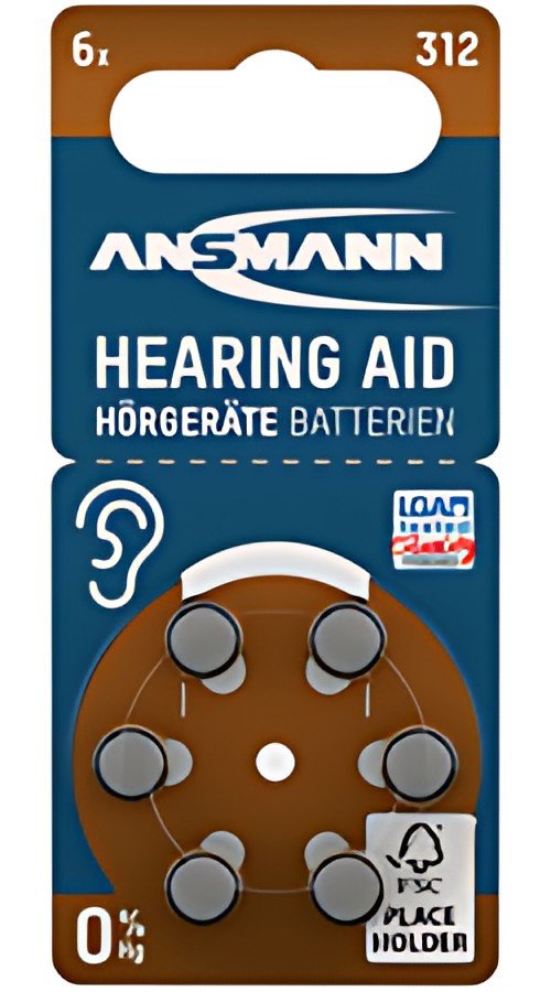 ANSMANN Pile bouton zinc-air 312 (PR-41), blister de 6