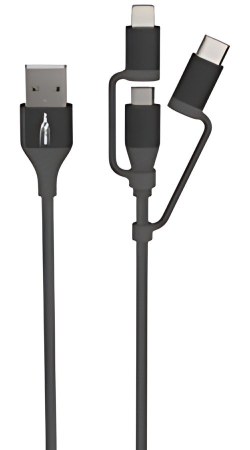 ANSMANN Câble 3en1 de charge & de données, Lightning/USB-C/