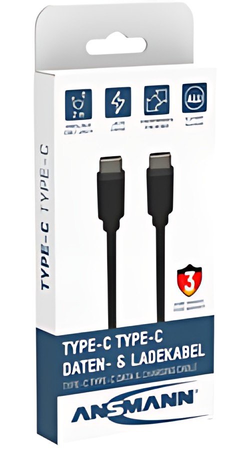ANSMANN Câble de données & de charge, USB-C - USB-C mâle