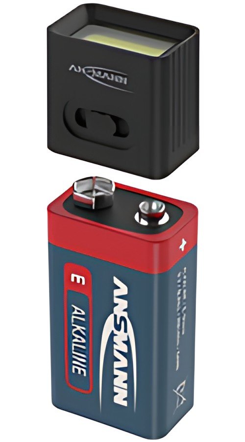 ANSMANN Mini lampe LED ACTION avec pile 9V, noir
