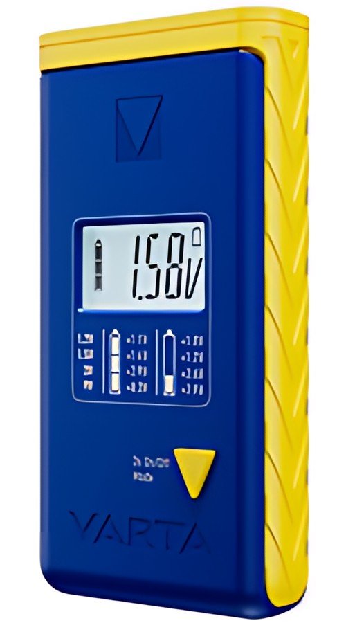 VARTA Testeur de piles, écran LCD, bleu/jaune