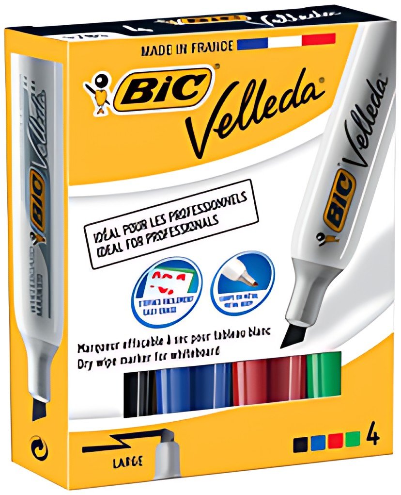 BIC Marqueur pour tableau blanc Velleda 1781, étui de 4
