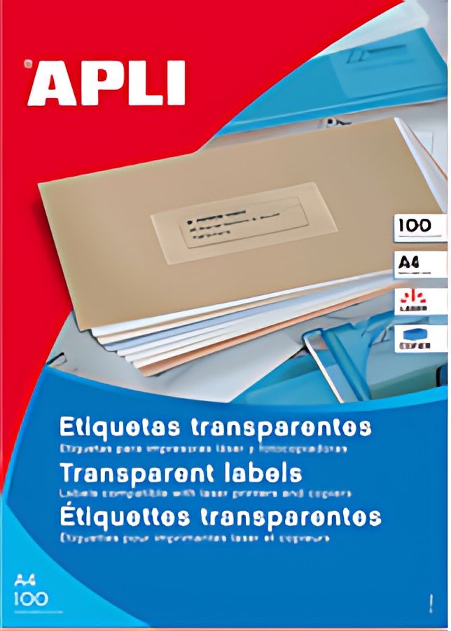 APLI Etiquettes adresse transparentes, 210 x 297 mm