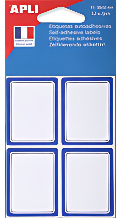 APLI Etiquettes pour livre, cadre bleu, 38 x 50 mm, uni