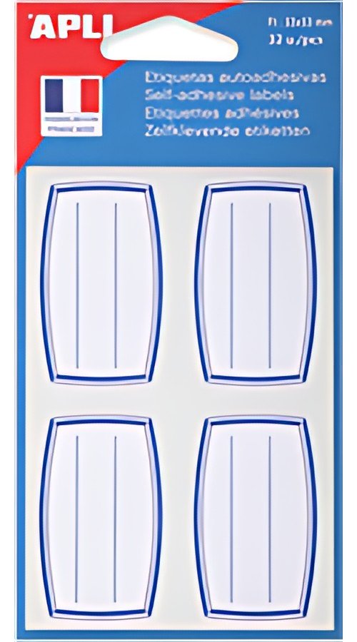 APLI Etiquettes pour livre, 33 x 53 mm, lignées, blanc/bleu