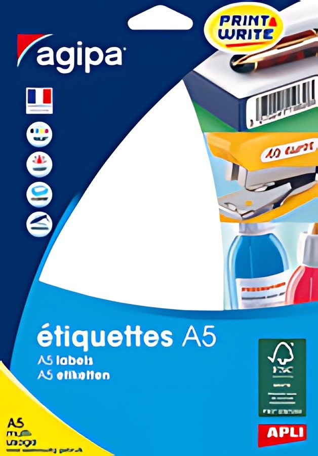 agipa Etiquette universelle, diamètre: 8 mm, rond, blanc