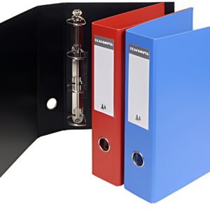EXACOMPTA Classeur rembordé PVC, 4 anneaux en D, A4, noir