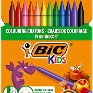 BIC Crayon de cire Plastidecor, étui en carton de 12