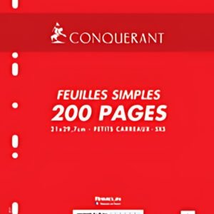CONQUERANT SEPT Feuillets mobiles 210 x 297 mm, quadrillé
