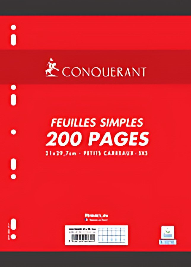 CONQUERANT SEPT Feuillets mobiles 210 x 297 mm, quadrillé