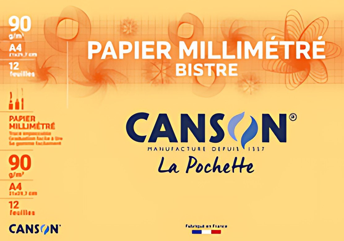 CANSON Papier millimétré, A4, 90 g/m2, couleur: bistre