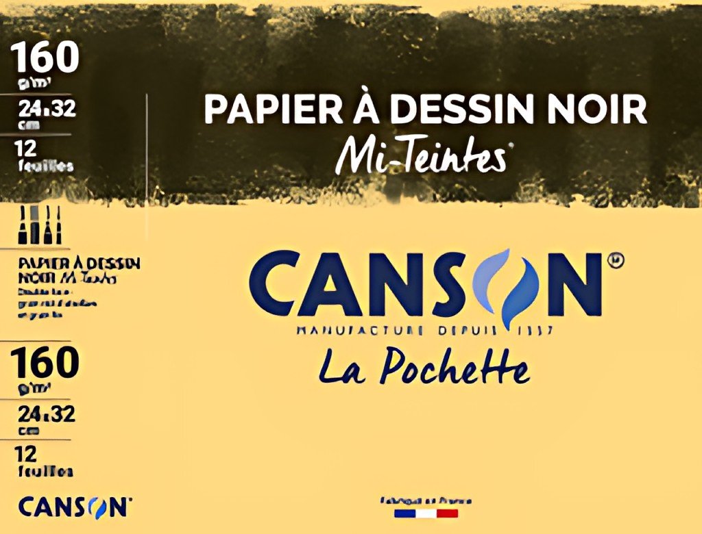 CANSON Papier dessin Mi-Teintes, 320 x 240 mm, noir