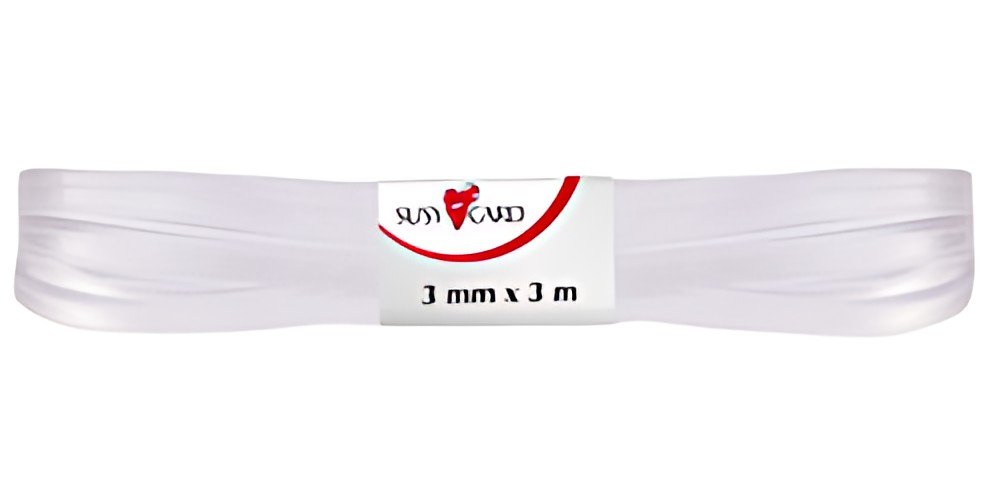 SUSY CARD Ruban cadeau "double satin", 3 mm x 3 m, blanc