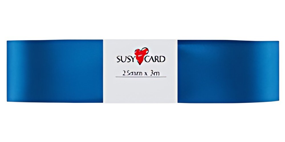 SUSY CARD Ruban cadeau "double satin", 25 mm x 3 m, bleu