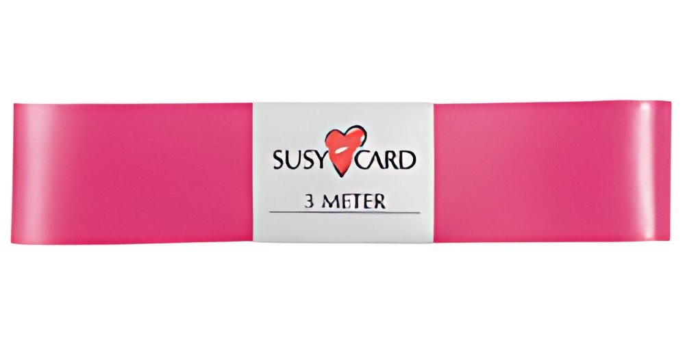 SUSY CARD Ruban cadeau "double satin", 25 mm x 3 m, rose