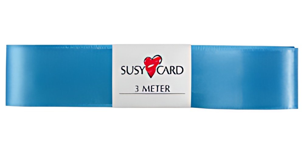 SUSY CARD Ruban cadeau "double satin", 25 mm x 3 m, bleu