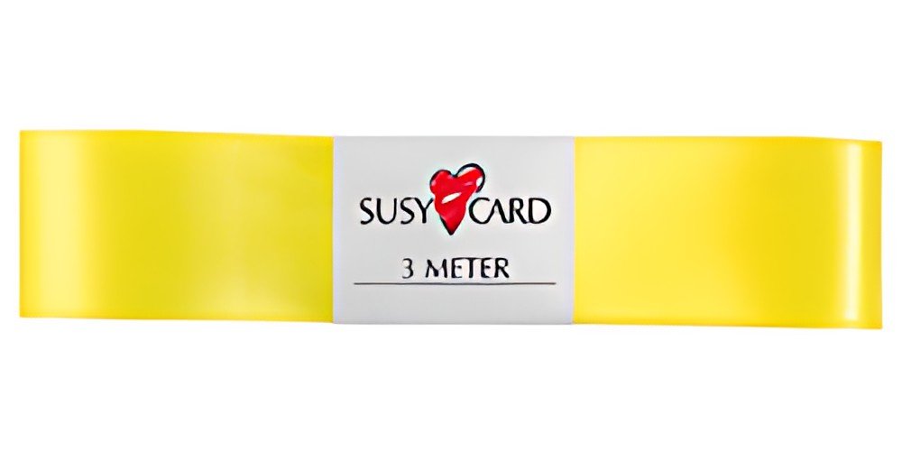 SUSY CARD Ruban cadeau "double satin", 25 mm x 3 m, jaune