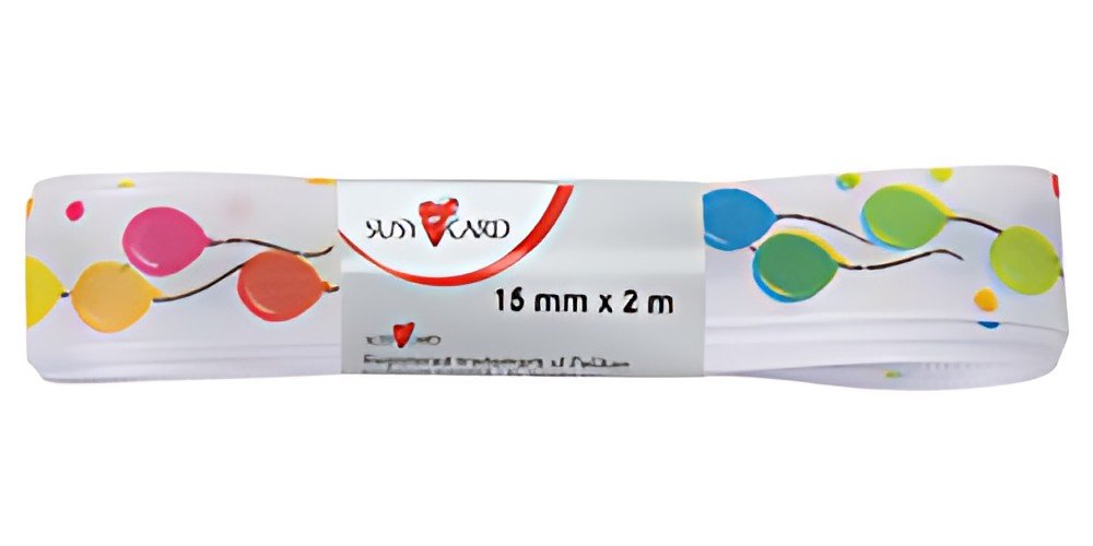 SUSY CARD Ruban cadeau "Ballons", 15 mm x 2 m