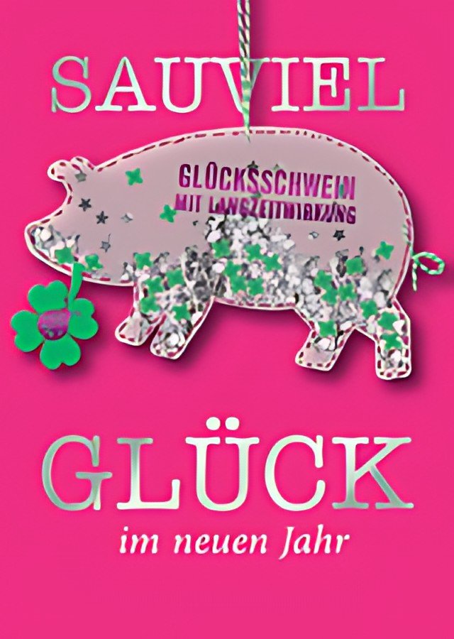 Carte de Nouvel An CACTUS avec cochon confettis