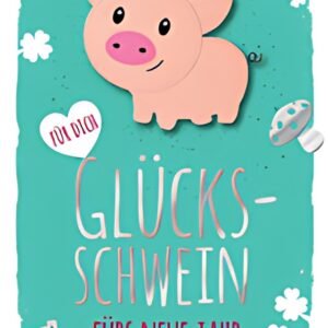 Carte de Nouvel An CACTUS avec cochon en feutre