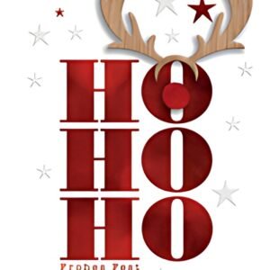 Carte de Noël CACTUS "Ho Ho Ho", avec application en bois