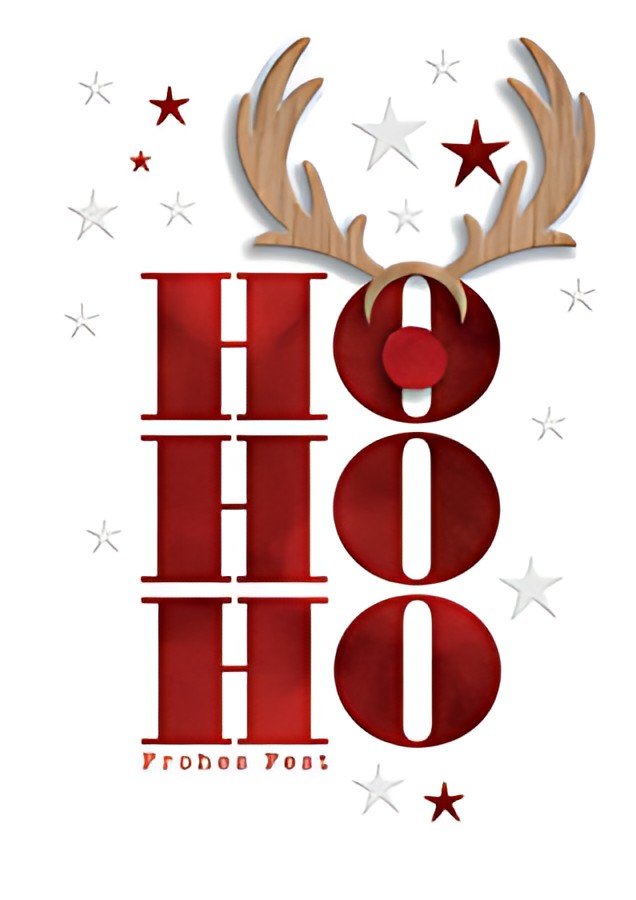 Carte de Noël CACTUS "Ho Ho Ho", avec application en bois