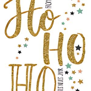 Mini carte de Noël CACTUS "Ho Ho Ho", avec mica