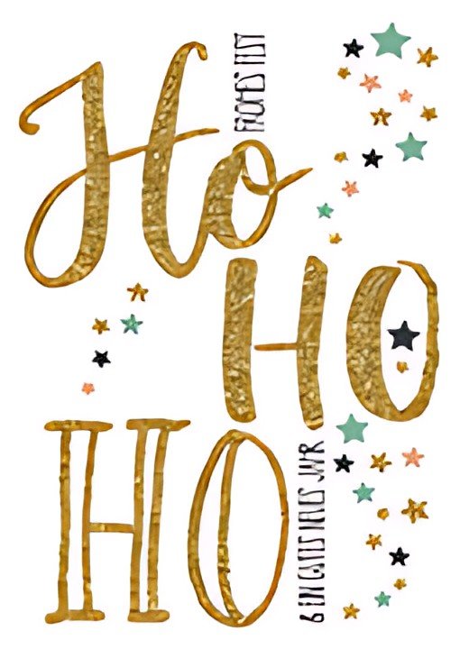 Mini carte de Noël CACTUS "Ho Ho Ho", avec mica