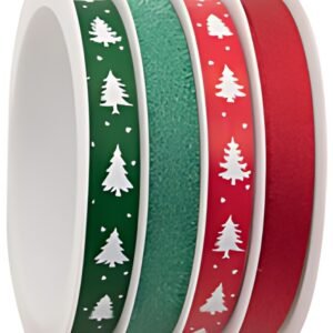 CACTUS Bolduc sur bobine multiple, 4 rubans, rouge/vert