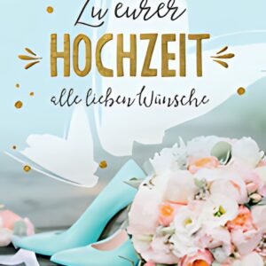 CACTUS Hochzeitskarte "Schuhe und Blumenstrauß"