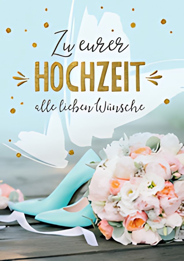 CACTUS Hochzeitskarte "Schuhe und Blumenstrauß"