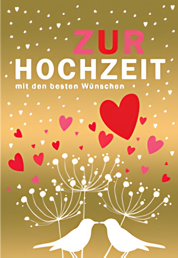 Carte de mariage CACTUS "Deux oiseaux avec des coeurs"