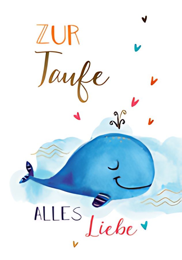 Carte de baptême CACTUS "Baleine Bleue"