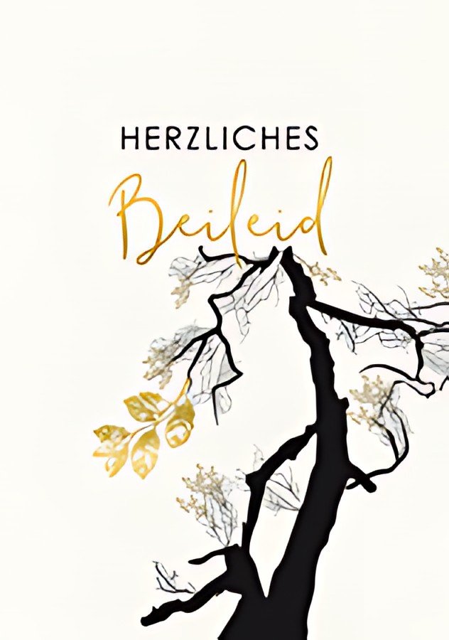 Carte de deuil CACTUS "Arbre aux feuilles dorées"