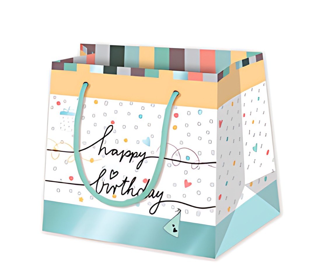 SUSY CARD Sac cadeau "Happy Eco B-day Typo", petit