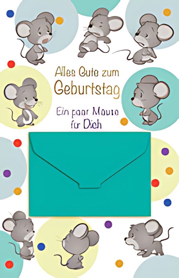 Carte d'anniversaire avec billet SUSY CARD "Souris"
