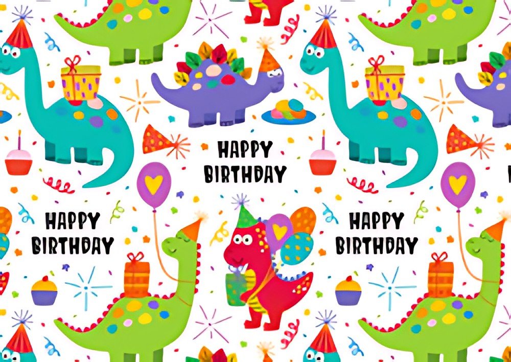 SUSY CARD Papier cadeau "Birthday Dinos", sur rouleau
