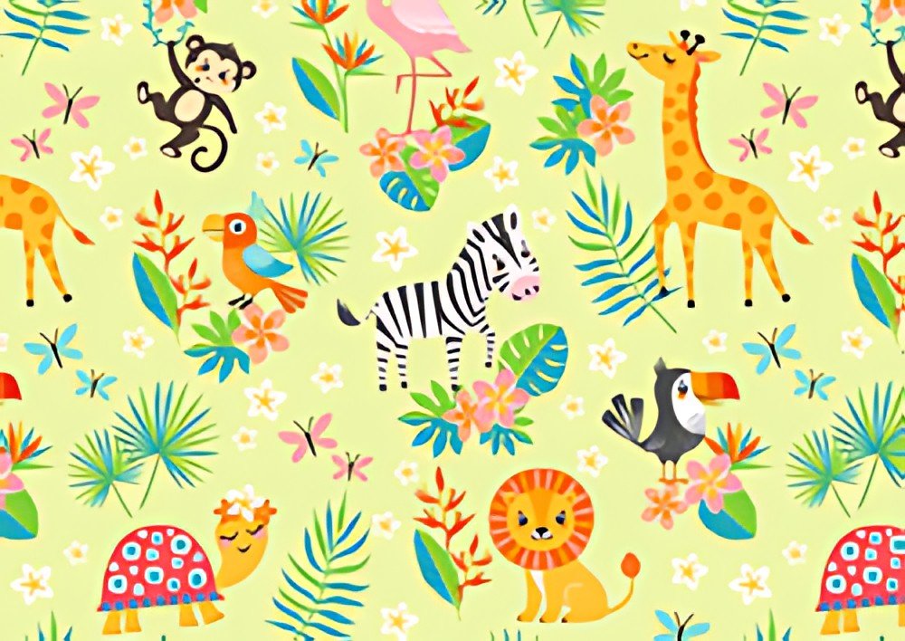 SUSY CARD Papier cadeau "Cute animals vert", sur rouleau