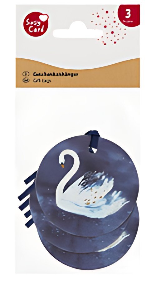 SUSY CARD Etiquette cadeau rond "Swan lake light blue"