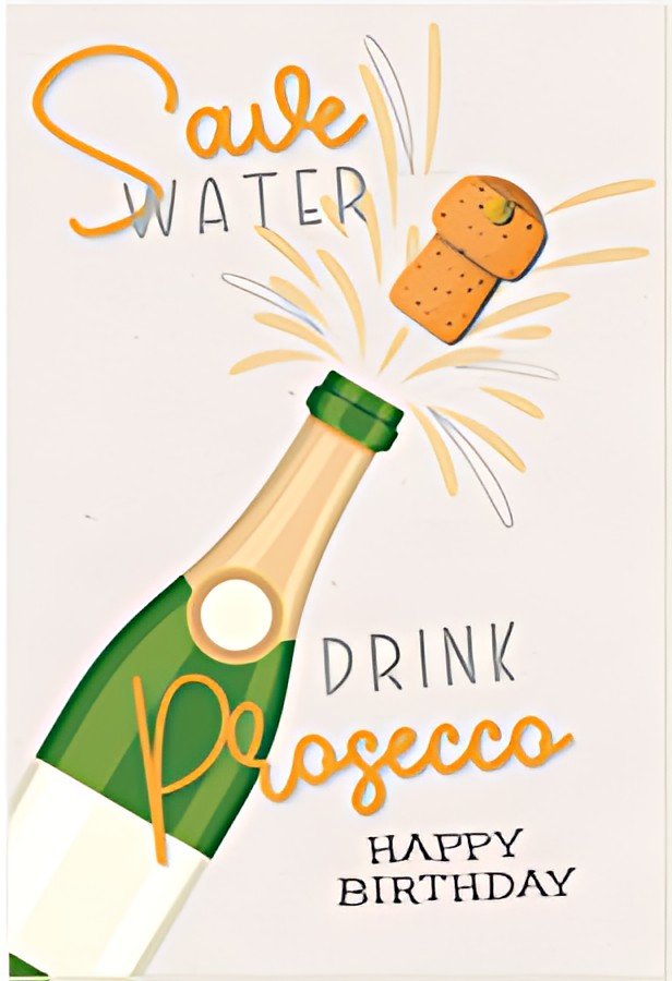 SUSY CARD  Carte d'anniversaire Round "Champagne"