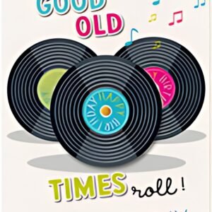 SUSY CARD  Carte d'anniversaire Round "Disques vinyles"